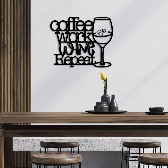 Wallity Coffee Repeat Escultura de Pared de Metal Negra